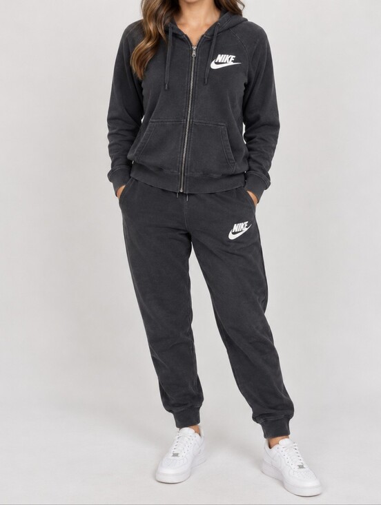 Nike Other - Nike Black Full-Zip Hoodie and Joggers Set with White Swoosh